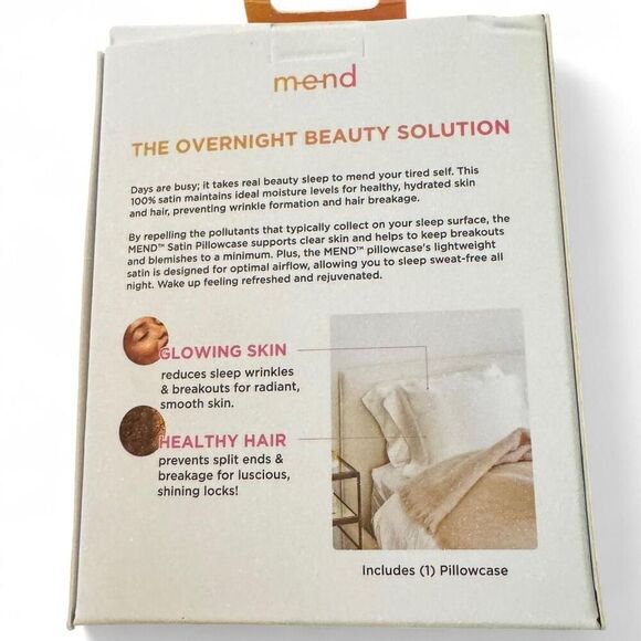 Mend Soft and silky satin pillowcase for healthy hair and skin Queen Size - Picture 5 of 6